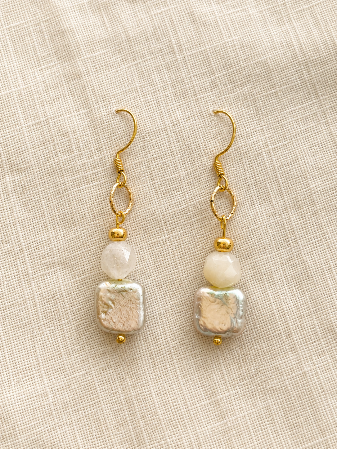 Pearl and Gemstone Dangle Earrings