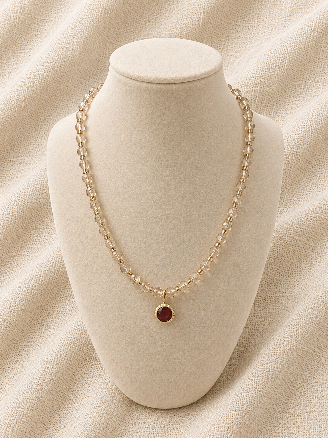 Preciosa Crystal Necklace with Ruby CZ Pendant