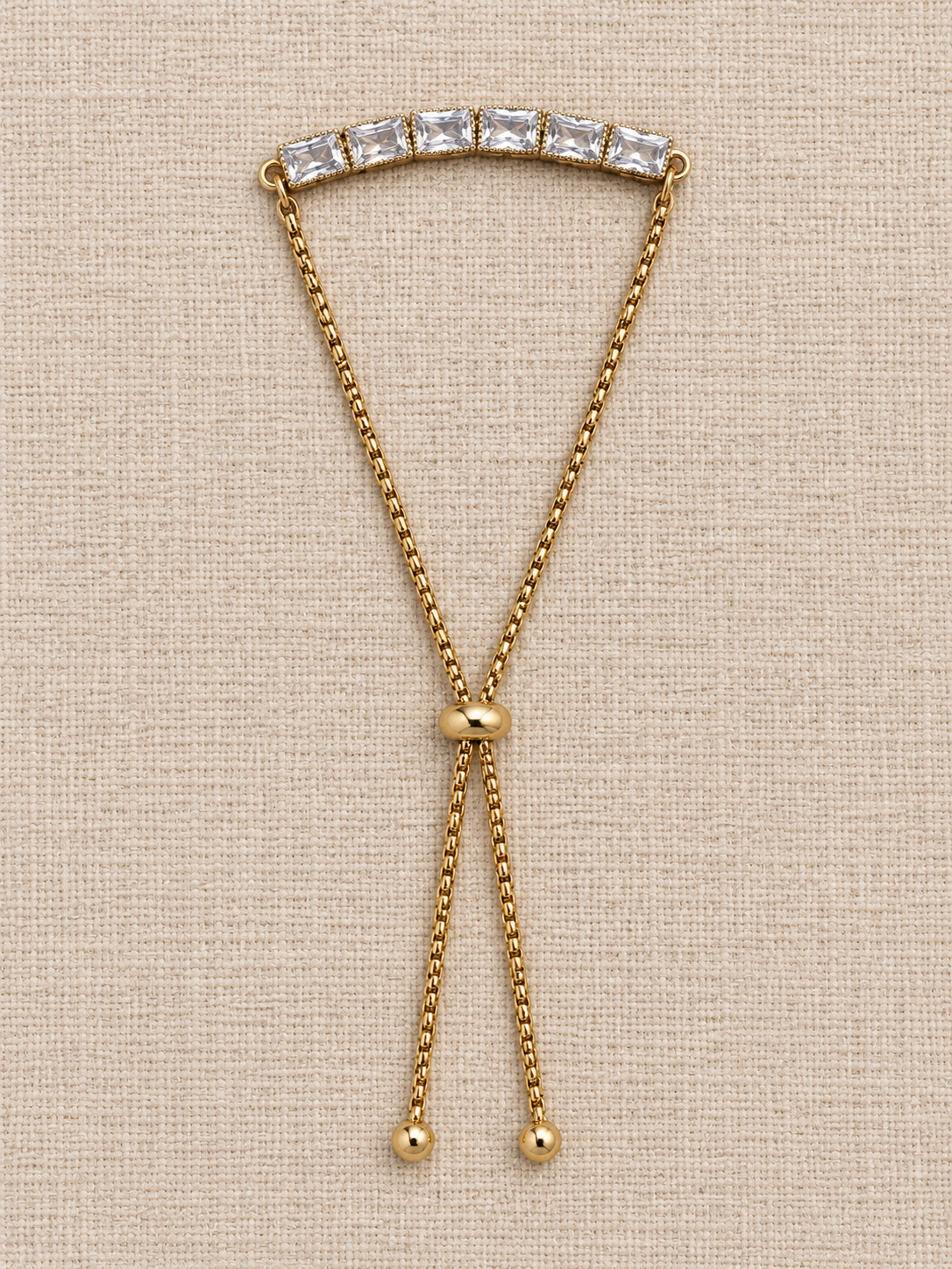 Gold Rectangle Sparkle Slider Bracelet