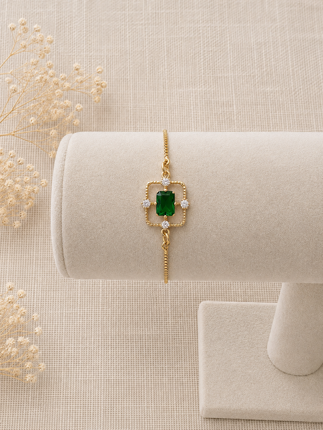 Emerald Green Vintage Inspired Slider Bracelet