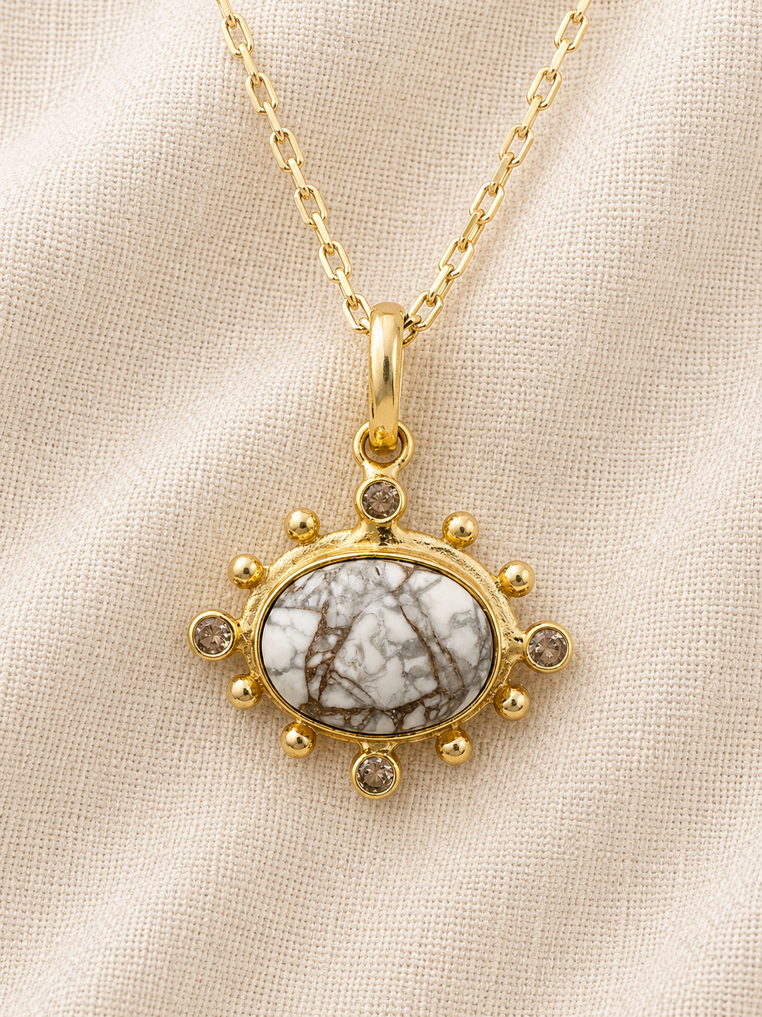 Statement White Howlite Turquoise Pendant Necklace