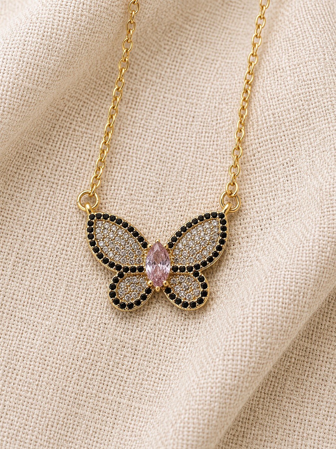 Crystal Butterfly Pendant Necklace