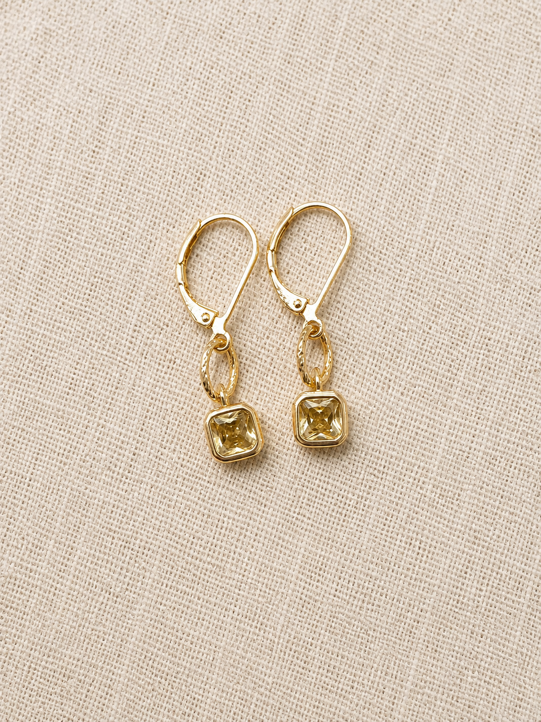 Dainty Citrine CZ Dangle Earrings