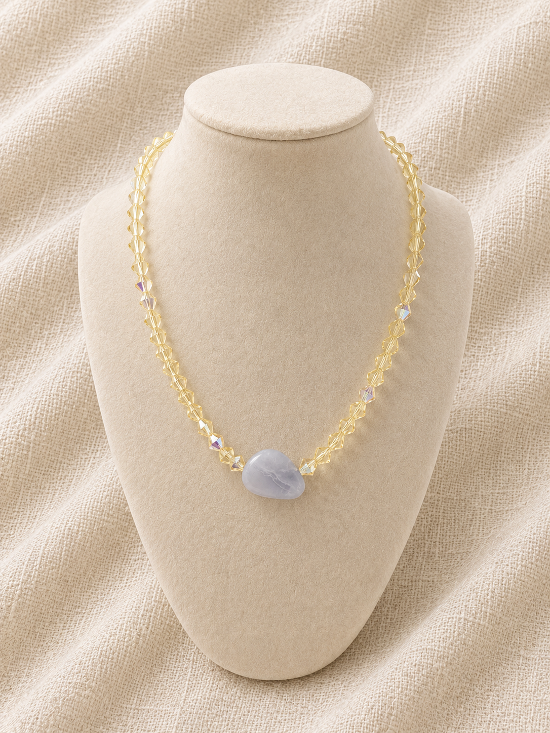 Preciosa Crystal and Natural Chalcedony Necklace