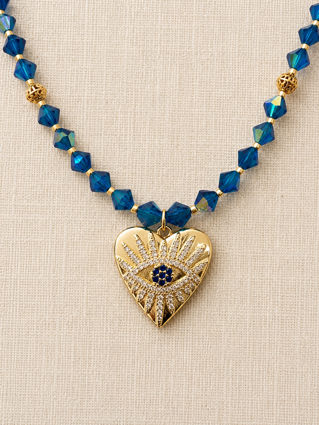Preciosa Crystal Evil Eye Heart Necklace