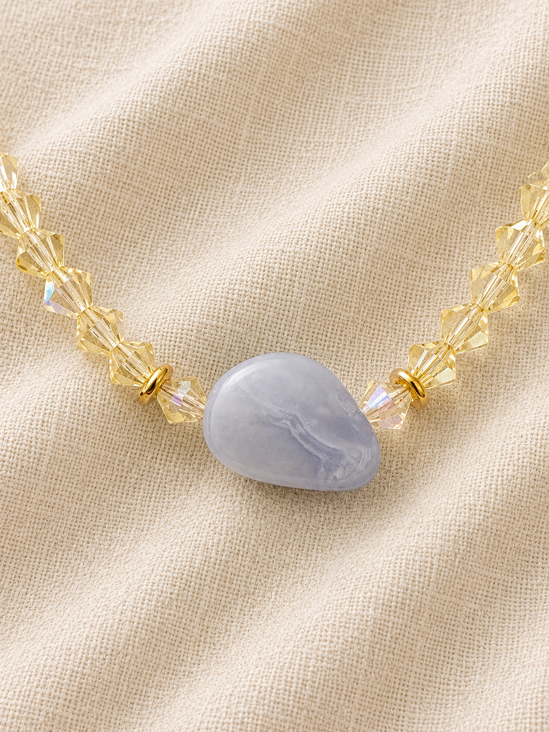 Preciosa Crystal and Natural Chalcedony Necklace