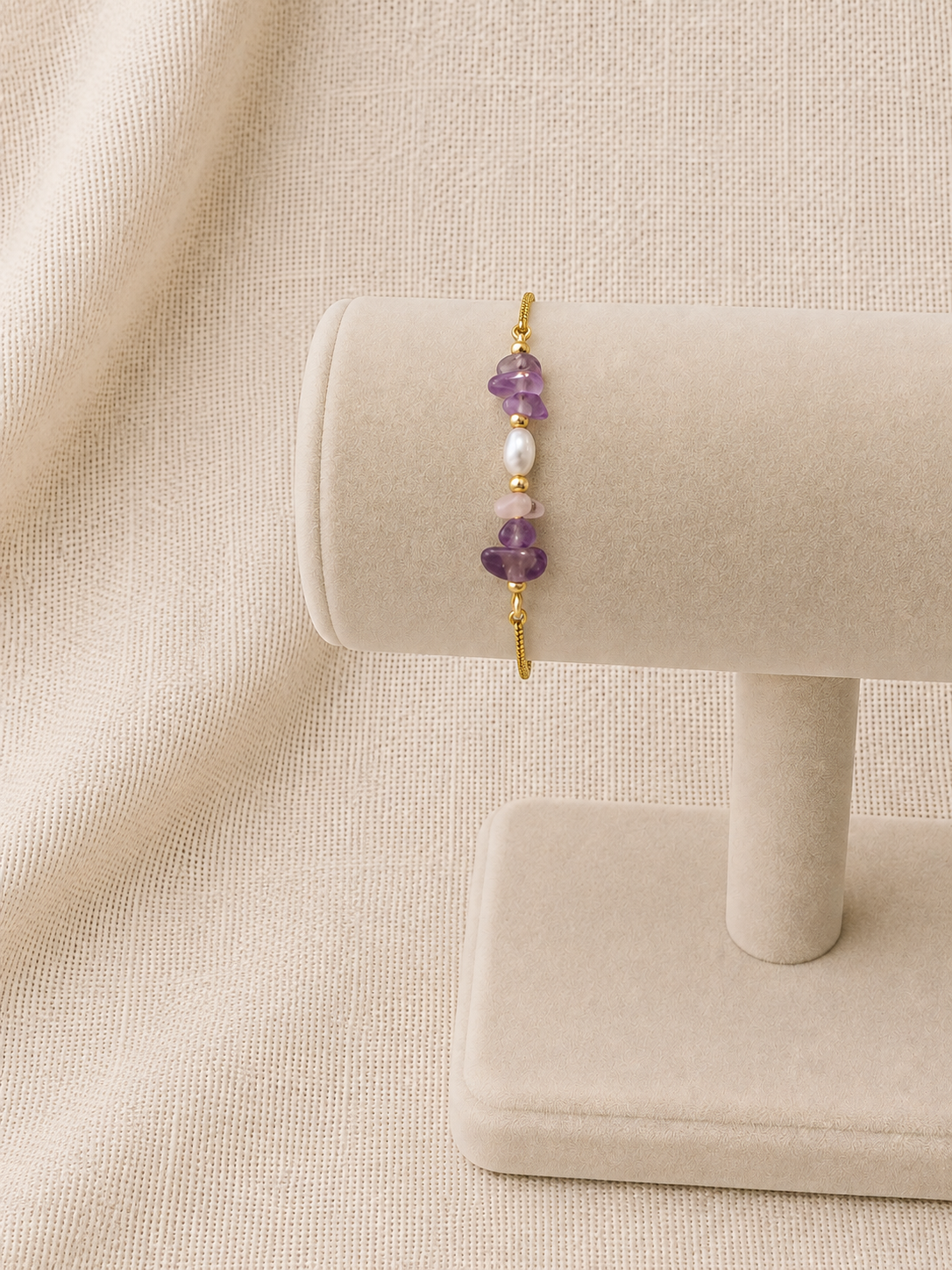 Amethyst and Freshwater Pearl Slider Bracelet