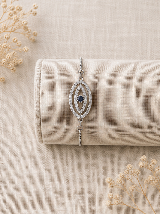 Evil Eye Slider Bracelet (Silver)