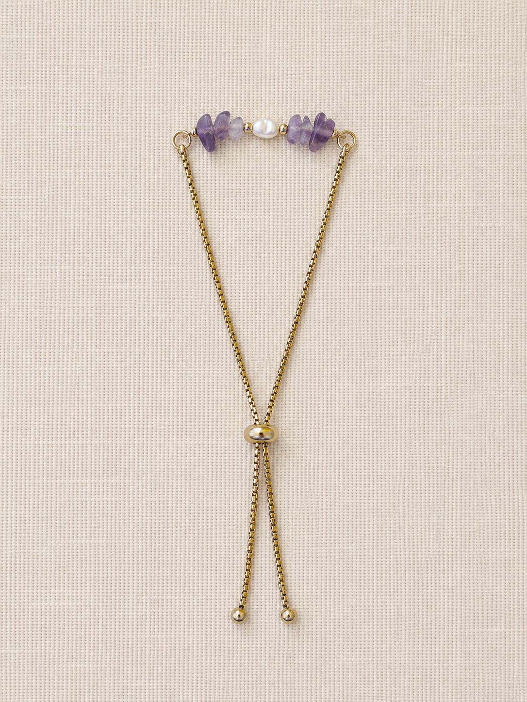 Amethyst and Freshwater Pearl Slider Bracelet
