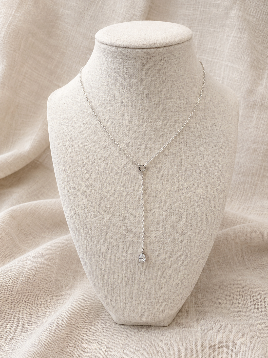 Sterling Silver Crystal Lariat