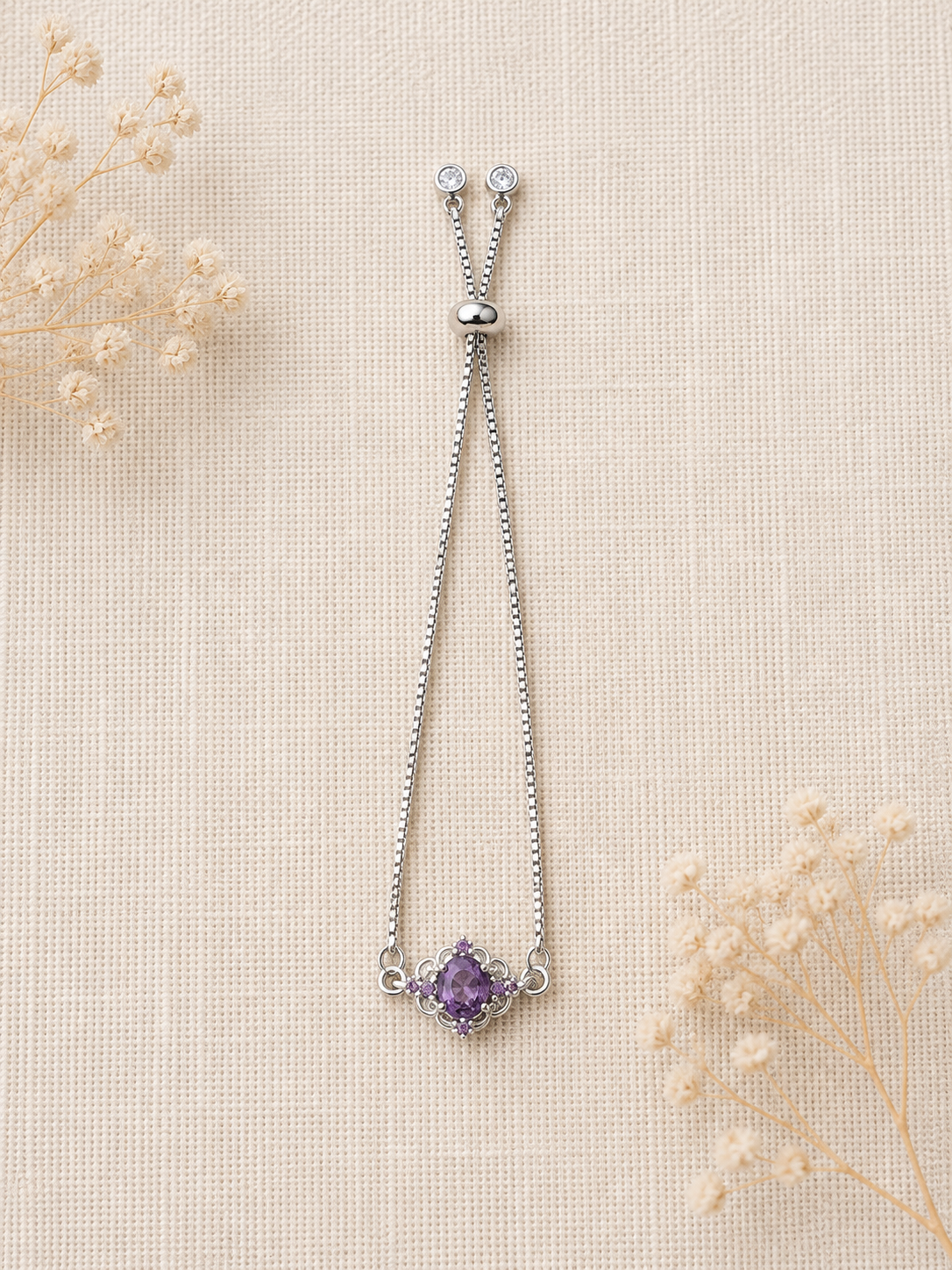 Vintage Inspired Pave Charm Slider Bracelet