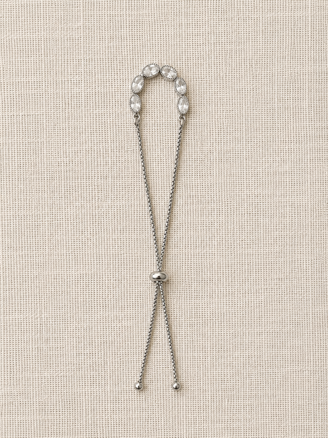 Silver Oval Sparkle Slider Bracelet