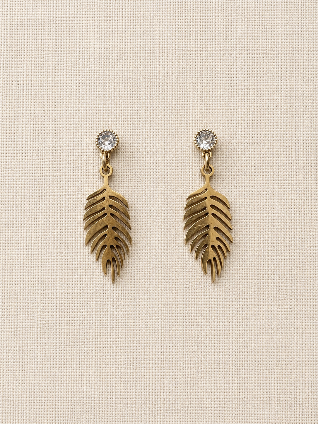 Crystal Fern Leaf Earrings