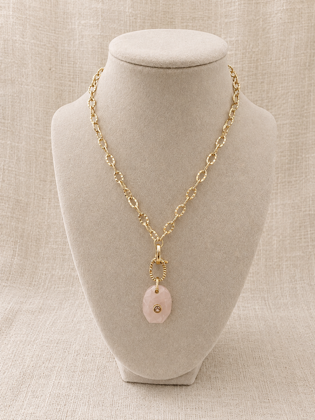 Rose Quartz Lobster Feature Necklace