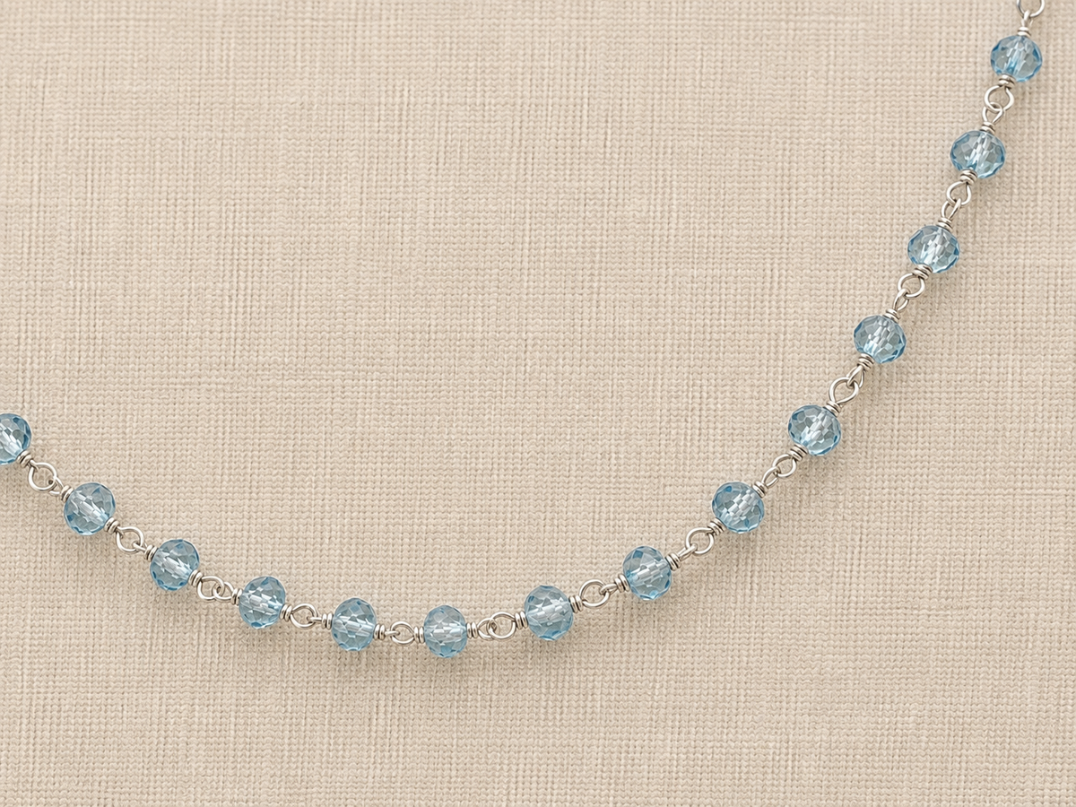 Dainty Blue Topaz Sterling Silver Necklace
