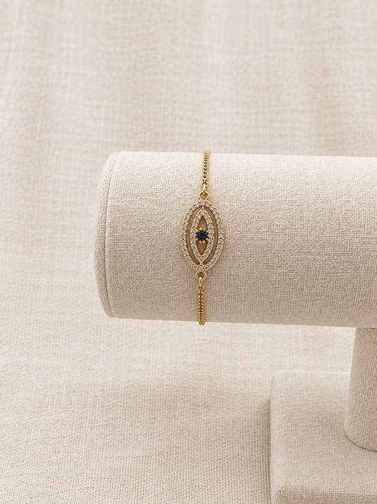 Evil Eye Slider Bracelet (Gold)