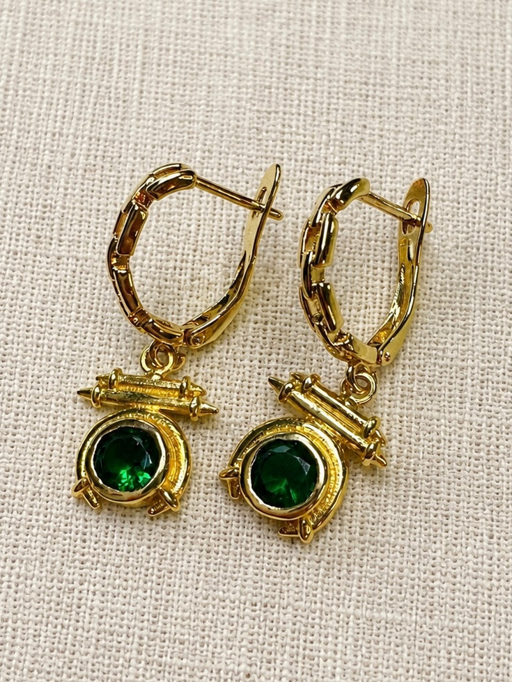 Greek Emerald Quartz Earrings