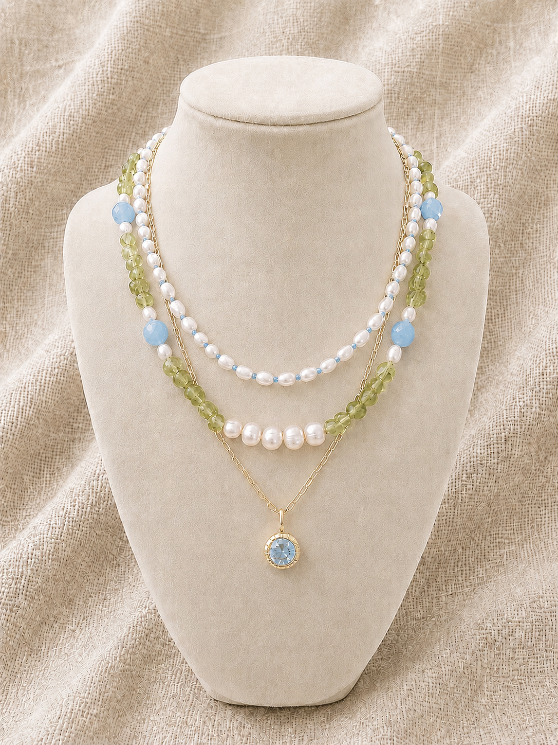 Aquamarine CZ Paperclip Necklace
