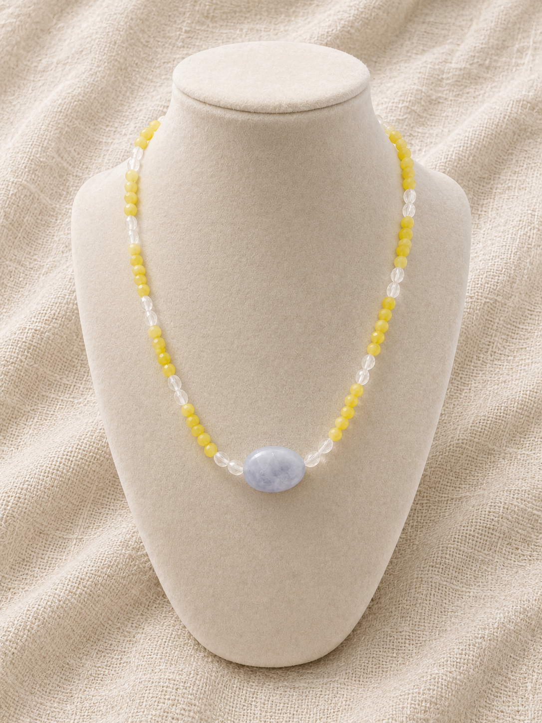 Crystal and Lemon Quartz Chalcedony Necklace