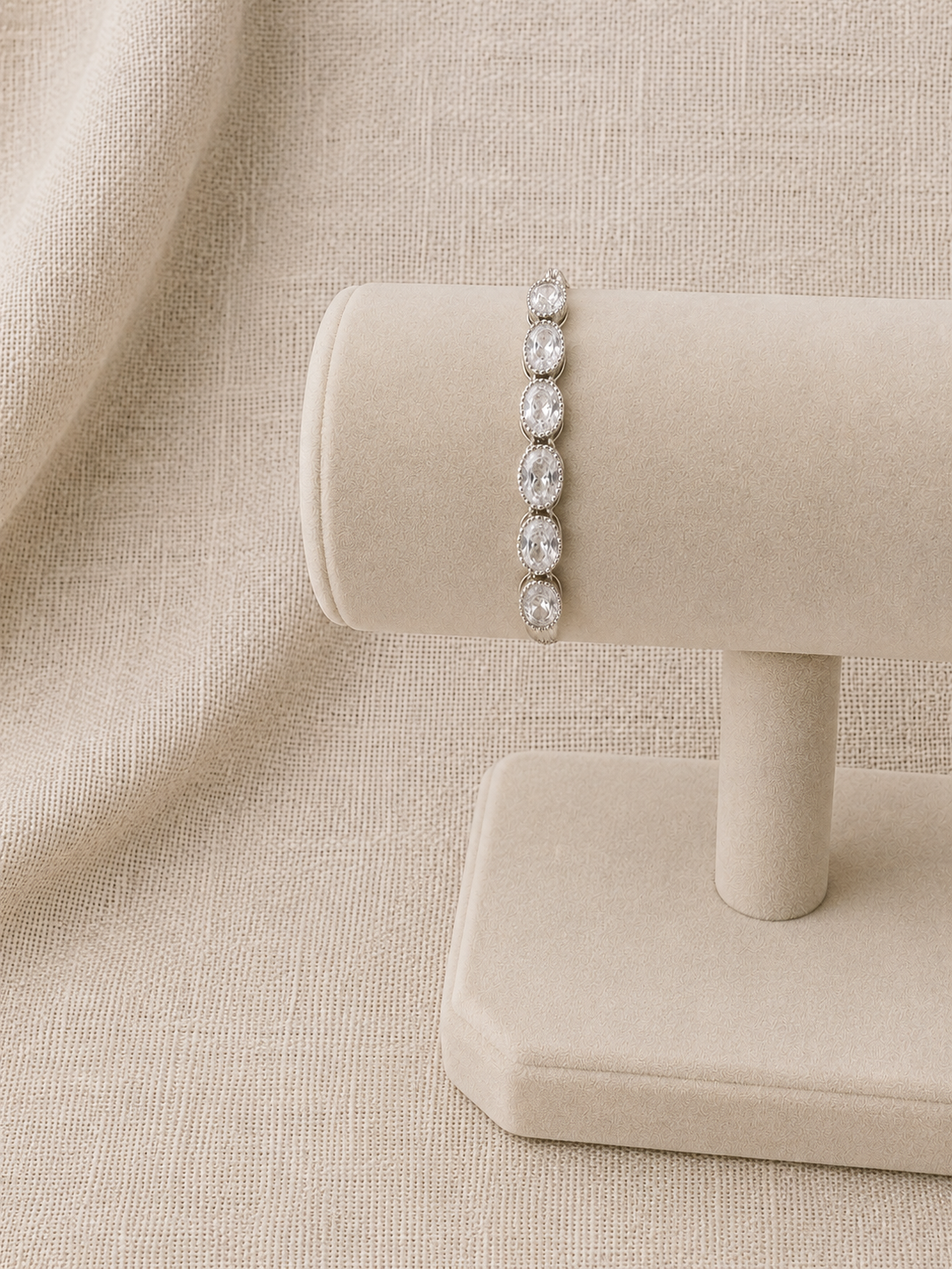 Silver Oval Sparkle Slider Bracelet