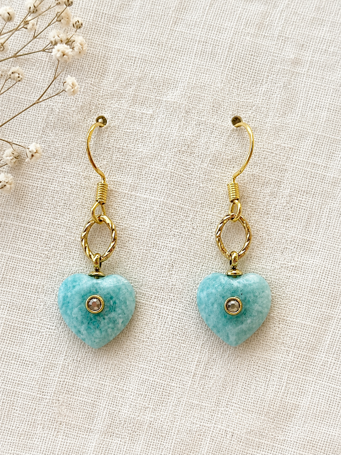 Sterling Silver plated Turquoise Heart Earrings