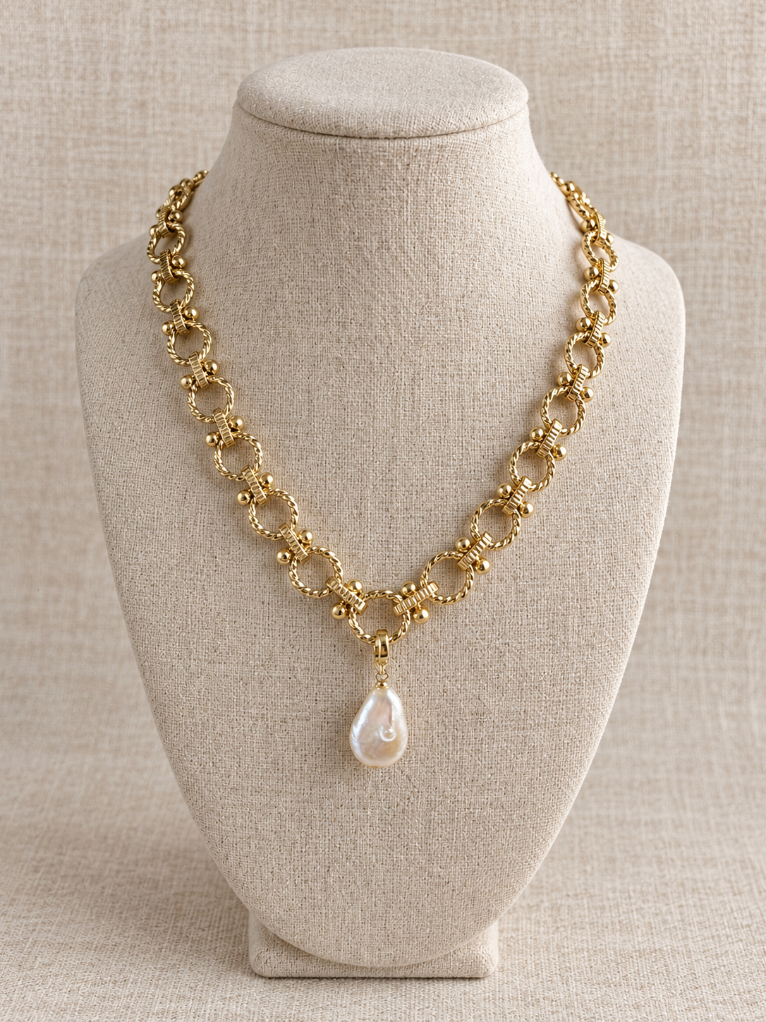 Convertible Rolo Chain with Removable Baroque Pearl Pendant