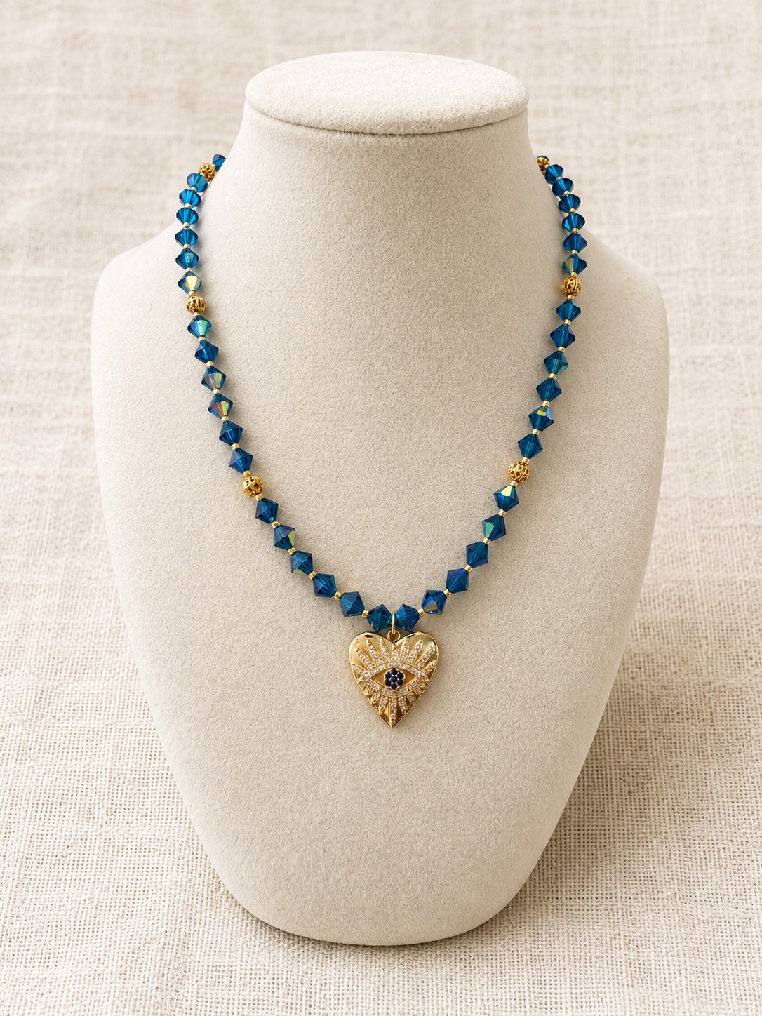Preciosa Crystal Evil Eye Heart Necklace