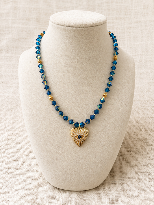 Preciosa Crystal Evil Eye Heart Necklace