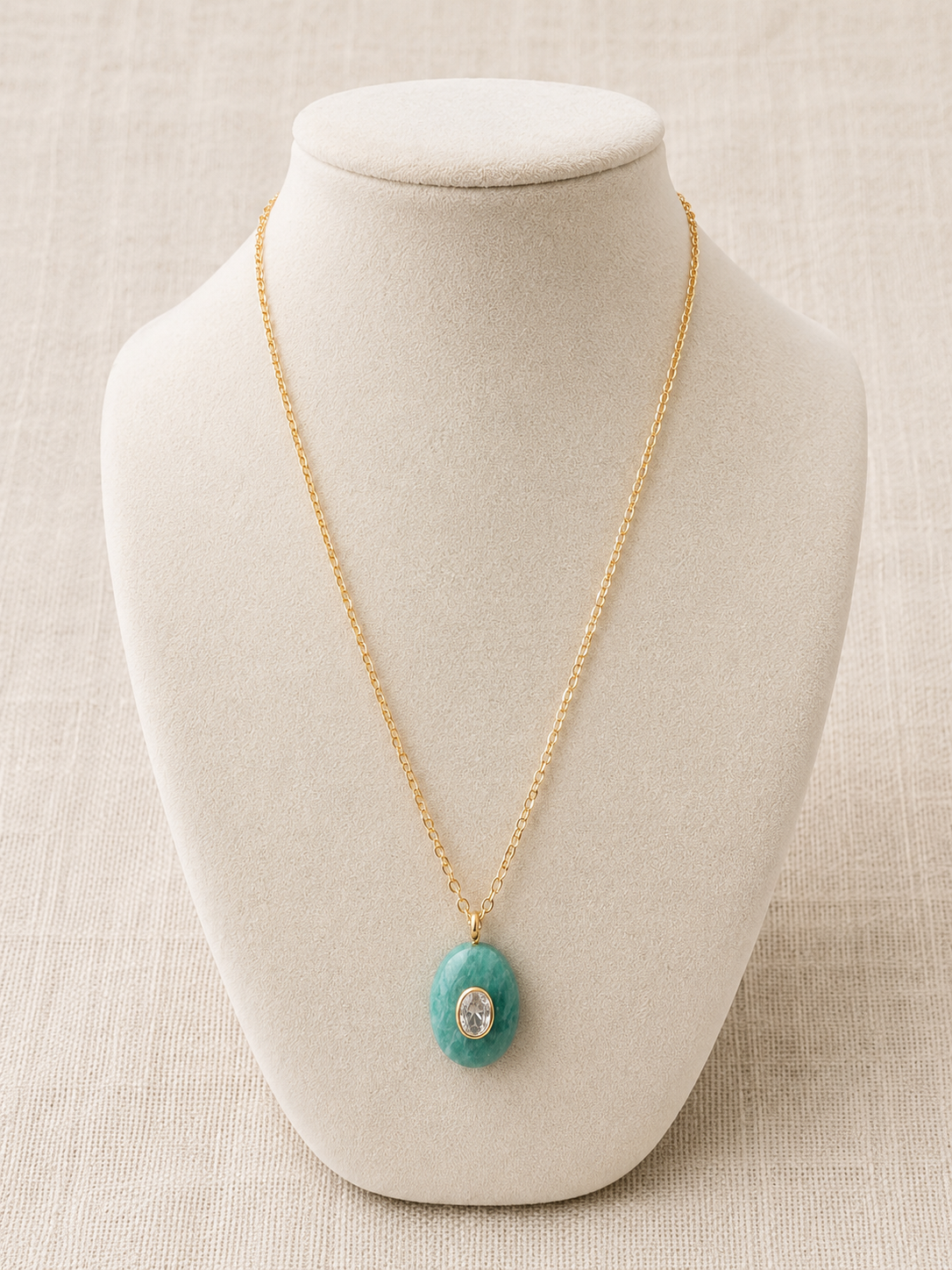Turquoise with Clear Crystal Inlay Pendant