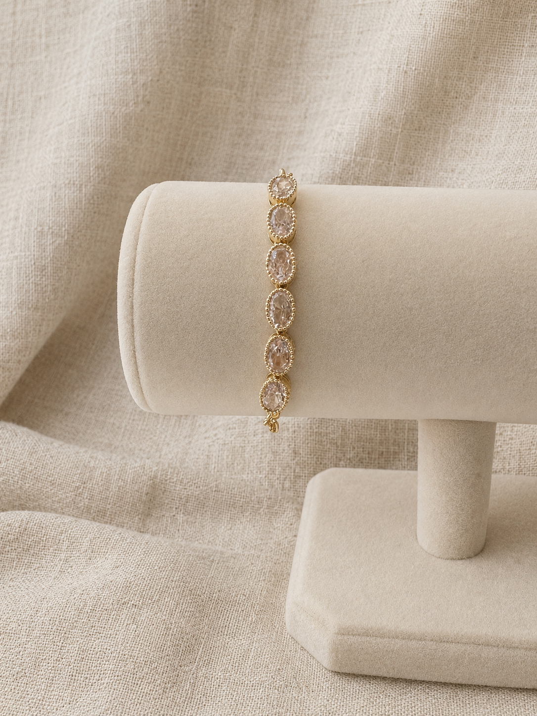 Gold Oval Sparkle Slider Bracelet
