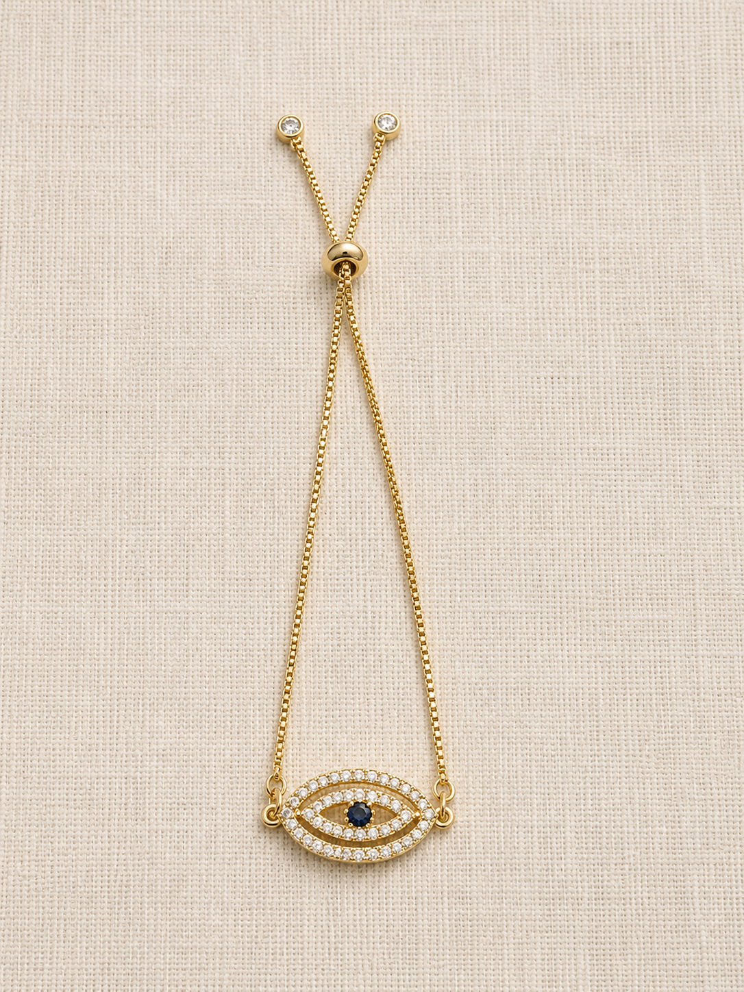 Evil Eye Slider Bracelet (Gold)