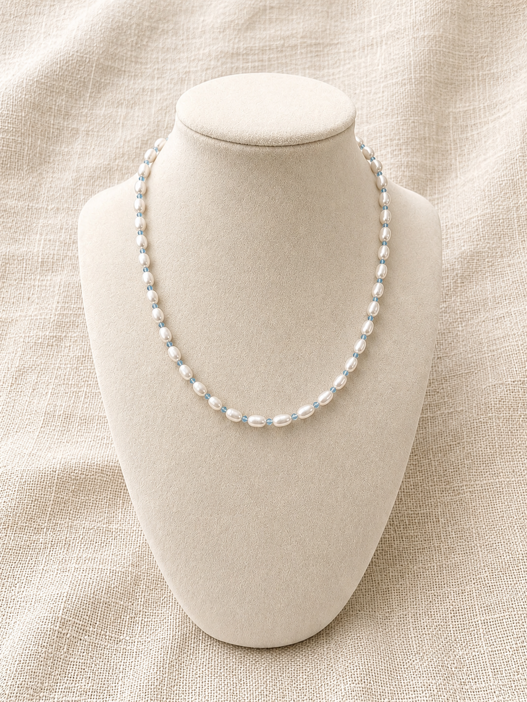 Freshwater Pearl and Ocean Blue Miyuki Glass Accent Necklace