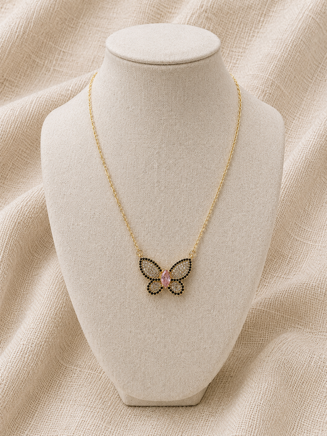Crystal Butterfly Pendant Necklace
