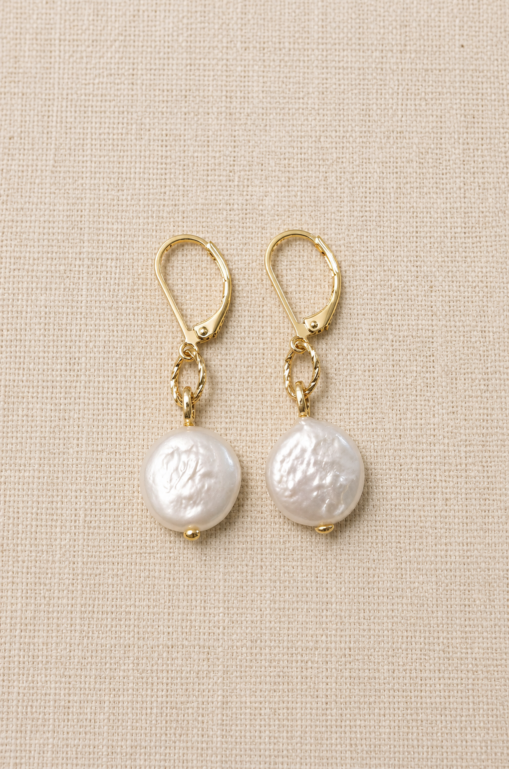 Single Button Pearl Dangle Earrings