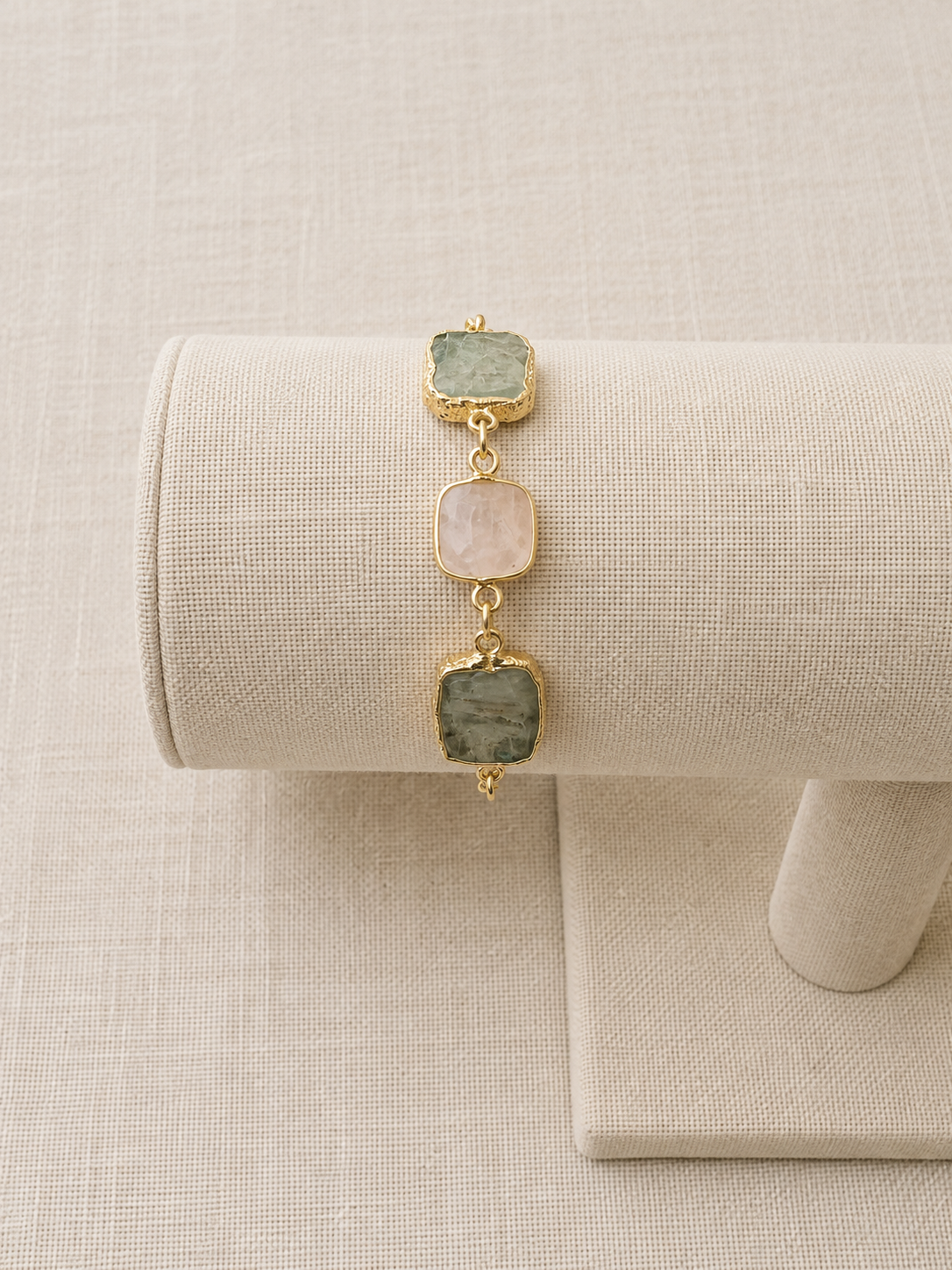 Aquamarine & Rainbow Moonstone Slider Bracelet