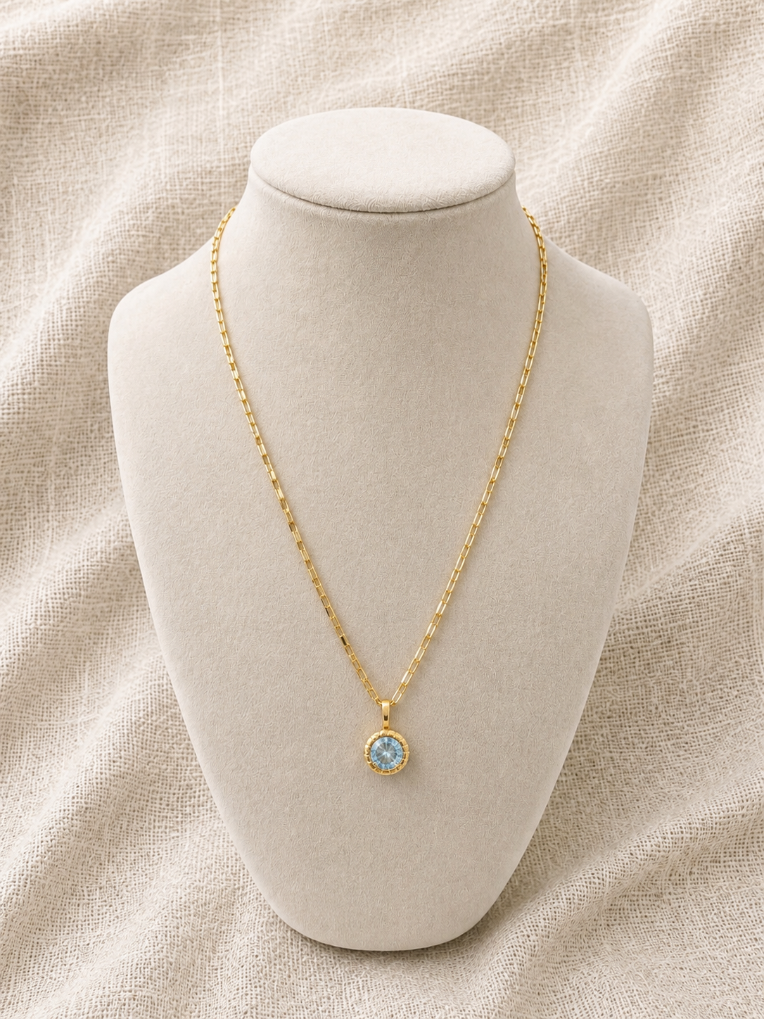 Aquamarine CZ Paperclip Necklace