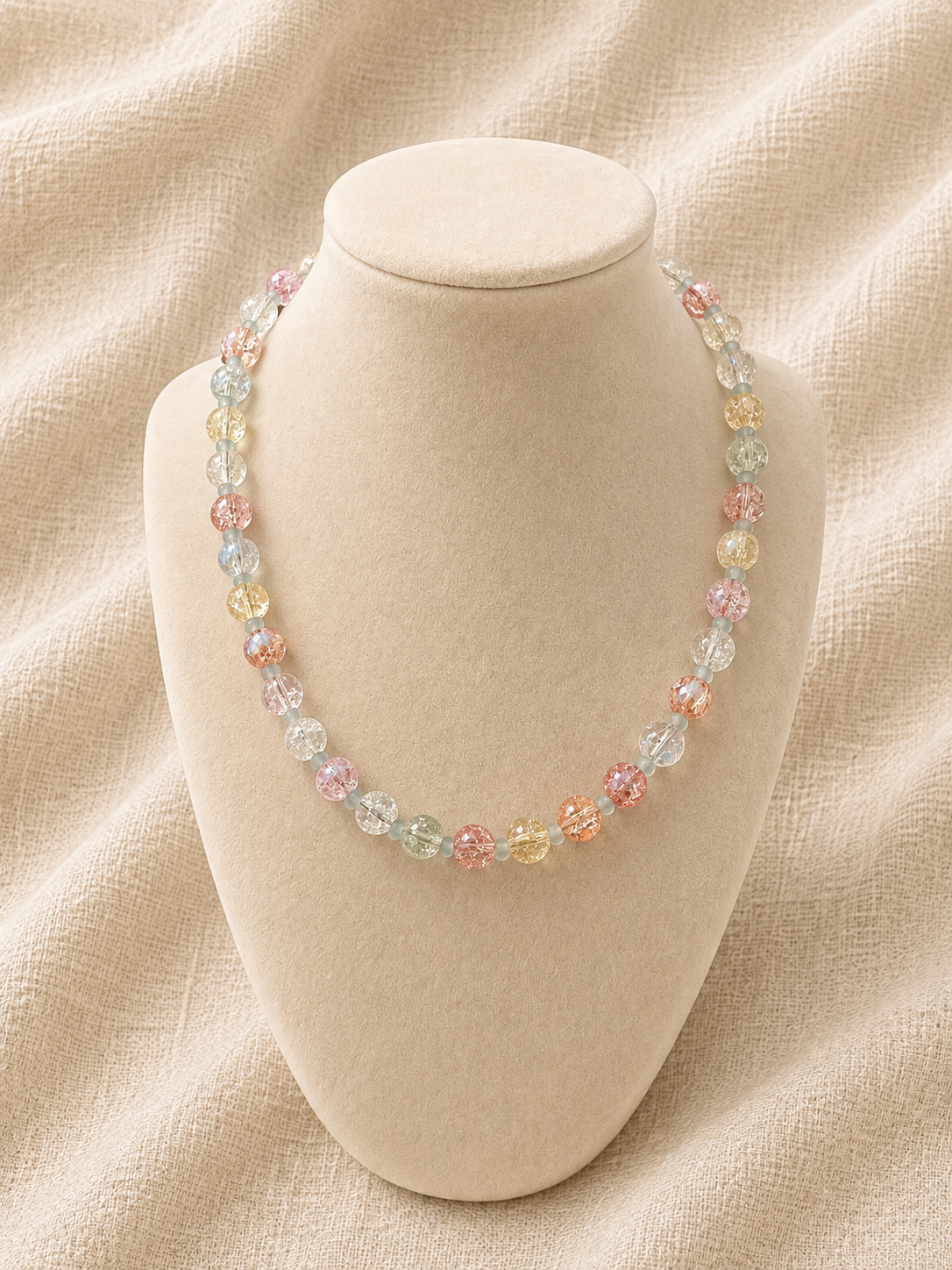 Cotton Candy Round Glass Necklace