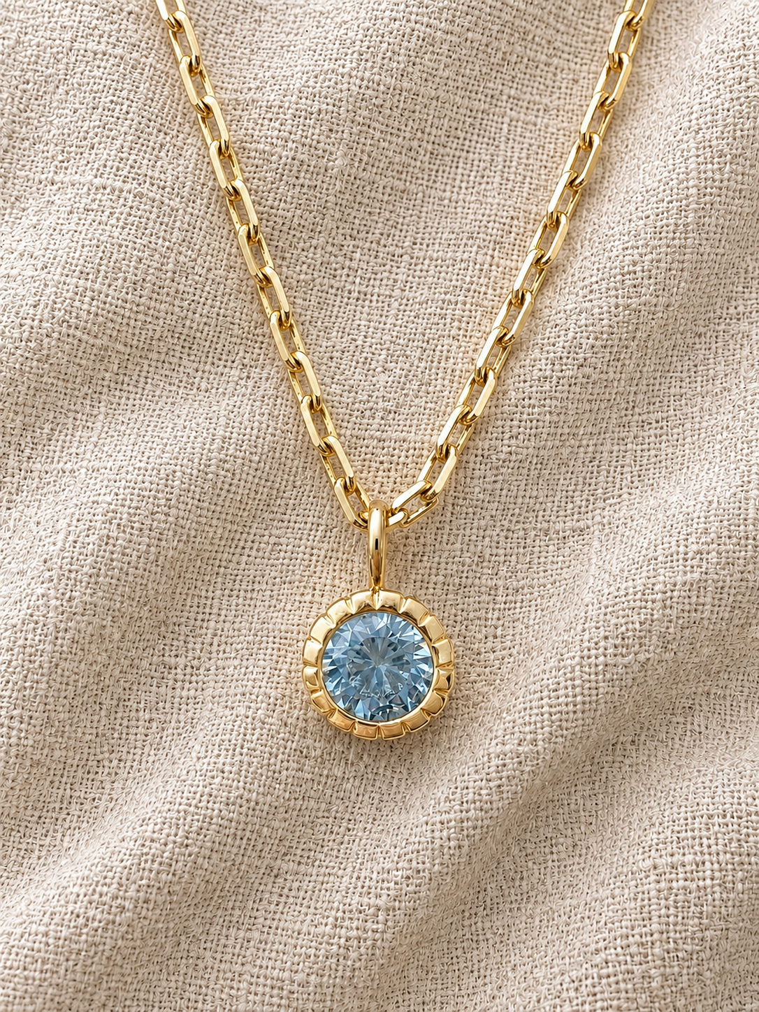 Aquamarine CZ Paperclip Necklace
