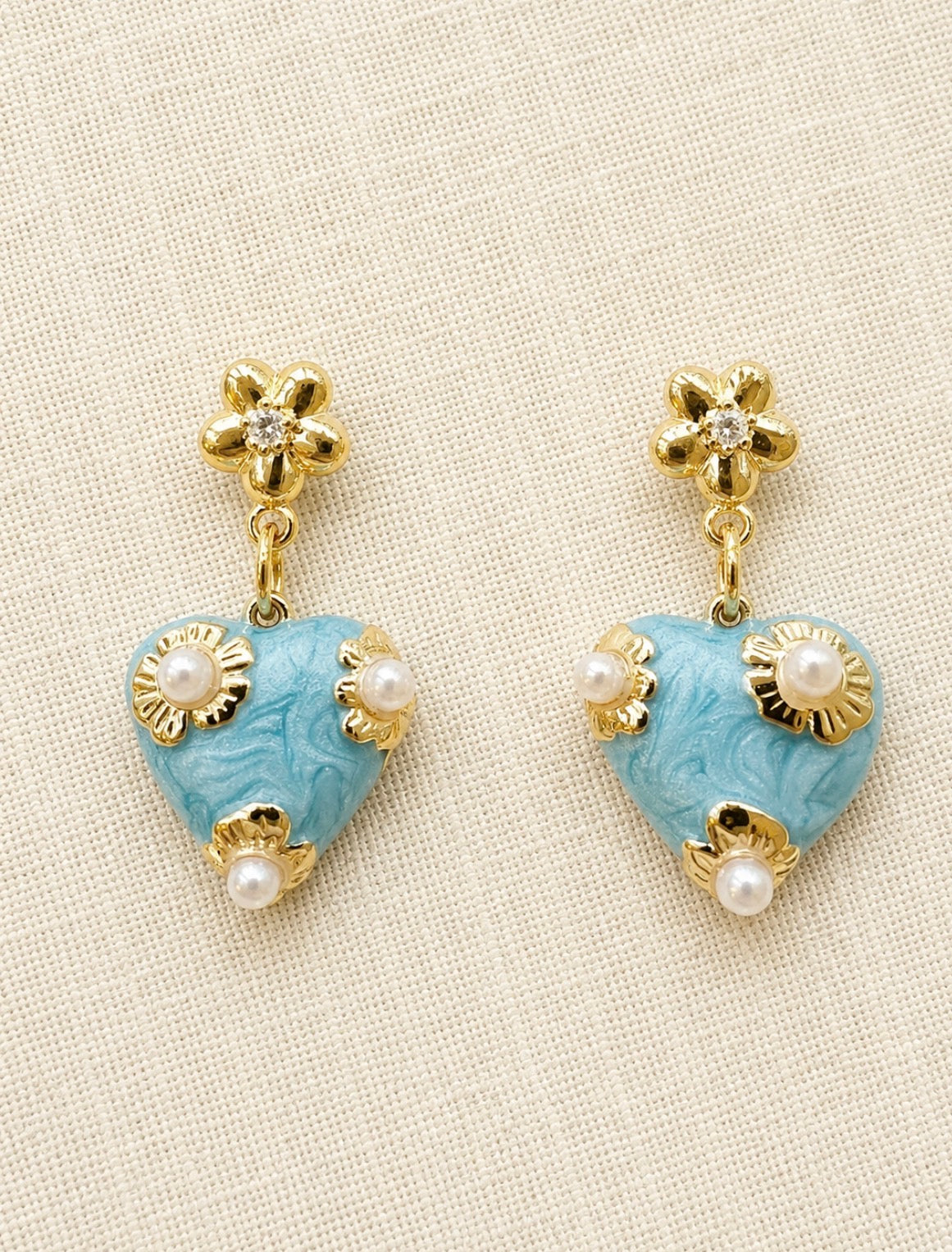 Gold Filled Enamel Heart Earrings